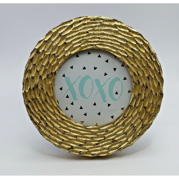 Sicura Italy Round Picture Frame Gold Holds 3X3 Used - Picture 1 of 11